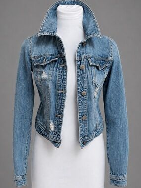 Mudd Factory Destroyed Blue Jean Denim Jacket